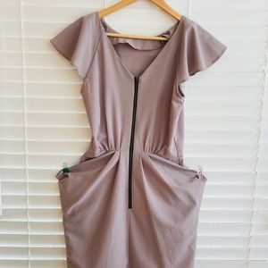 Topshop Taupe Dress with Zipper detail